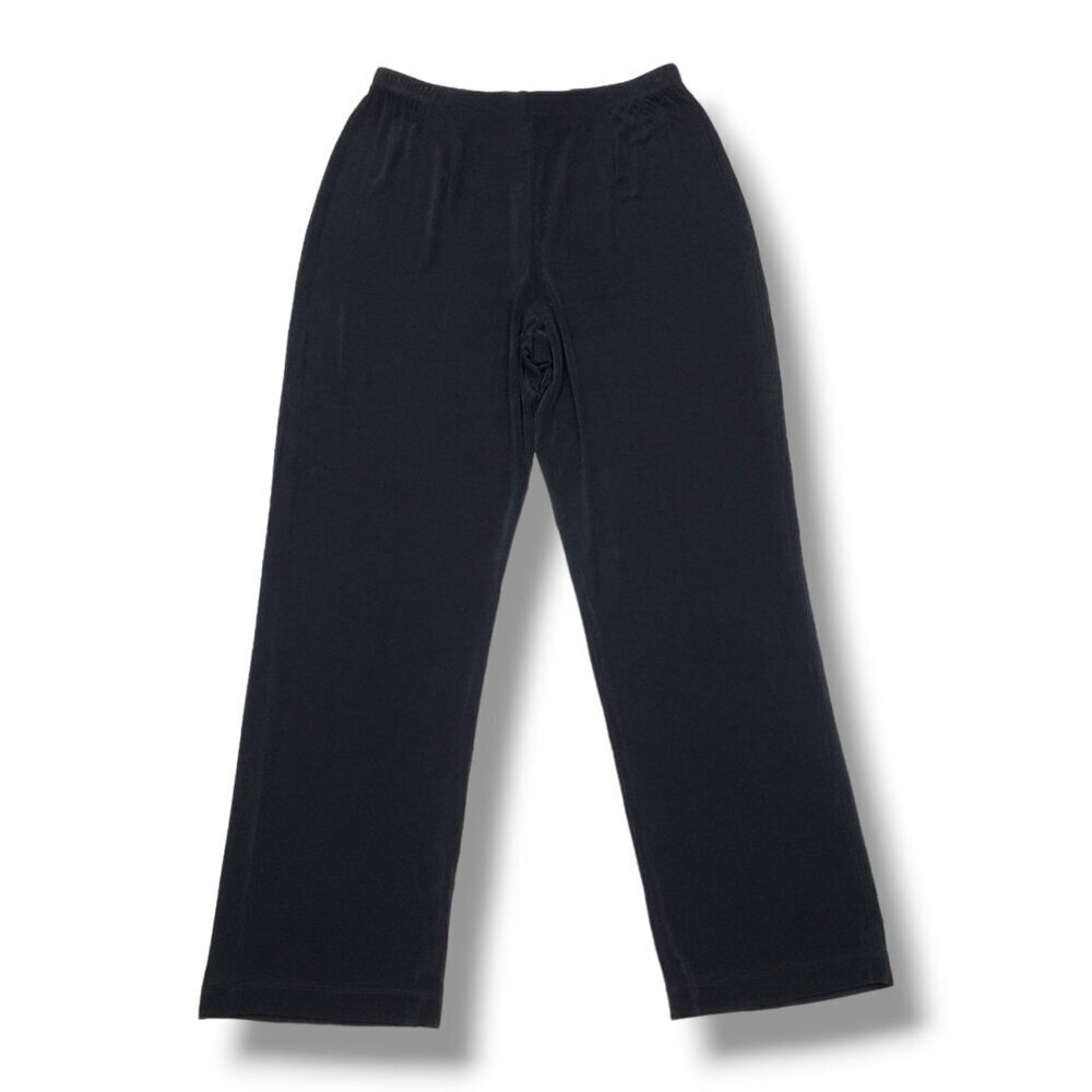 Chicos Travelers Pants Womens Large Black Pull On High Rise Straight Leg‎